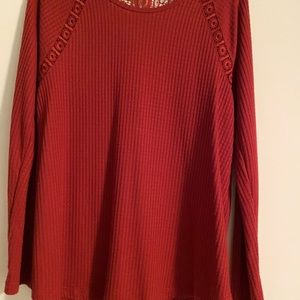 Rust color long sleeve knit top
